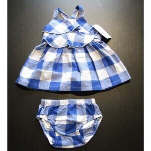 Carters NWT 2-Piece 3 months Sundress and Bottom Blue White Plaid